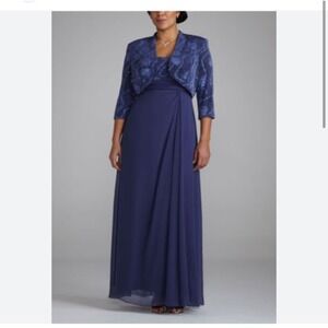 Davids Bridal 3/4 Sleeve Jacket and Dress Set size 10